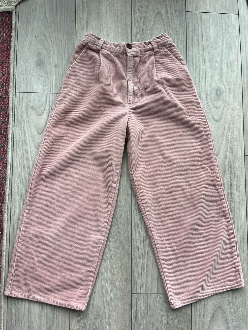 Vintage Japanese Wide-Leg Corduroy Pants in Dusty Pink